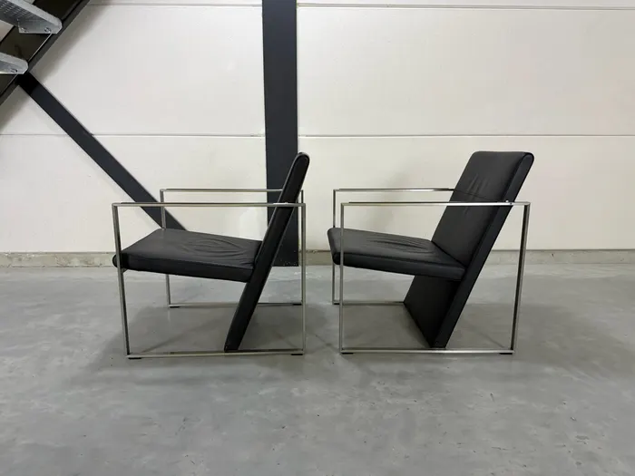 Arco Spine fauteuil, zwart leer & staal — Fauteuil (foto 3)