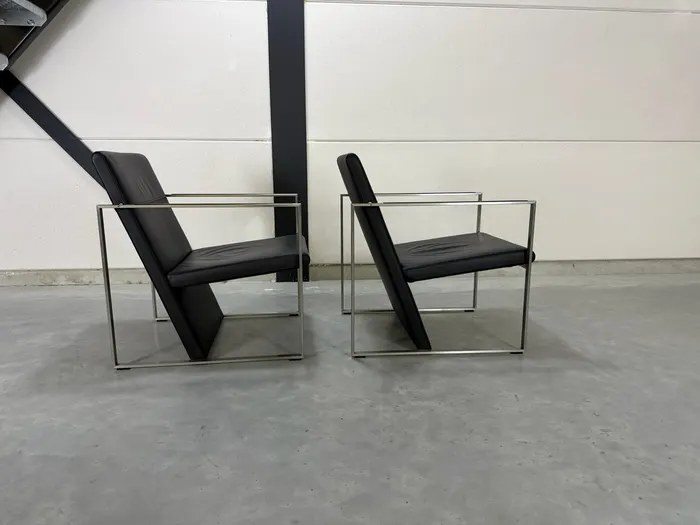 Arco Spine fauteuil, zwart leer & staal — Fauteuil (foto 5)
