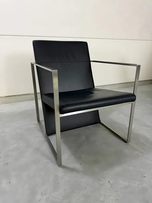 Arco Spine fauteuil, zwart leer & staal — Fauteuil (foto 7)