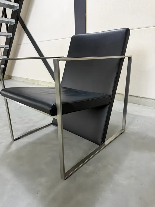 Arco Spine fauteuil, zwart leer & staal — Fauteuil (foto 9)