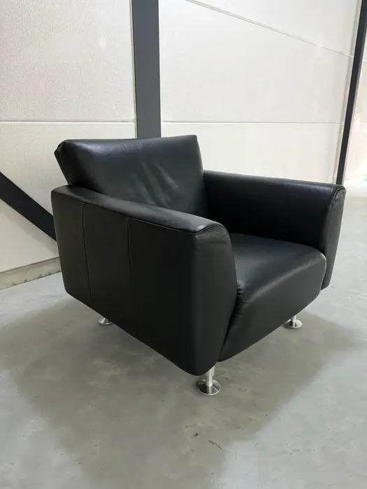 Rolf Benz 250 fauteuil, zwart leer — Fauteuil (foto 6)