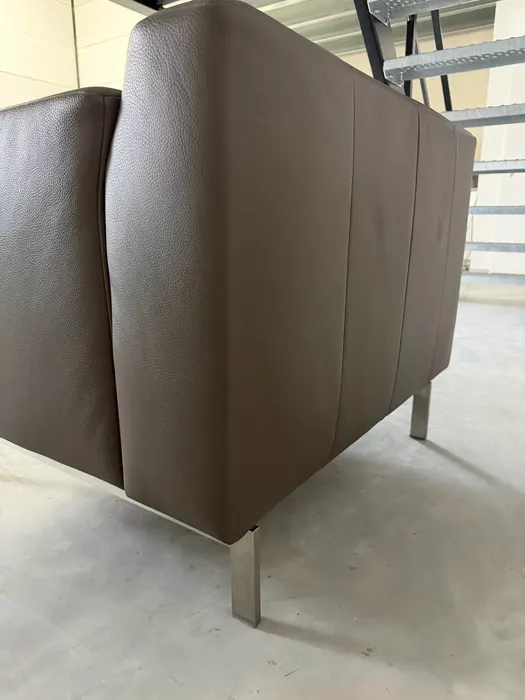 Rolf Benz Linea fauteuil, taupebruin leer — Fauteuil (foto 8)