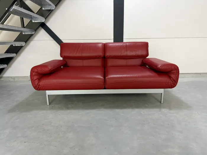 Rolf Benz Plura 2-zitsbank, rood leer — Bank (foto 2)